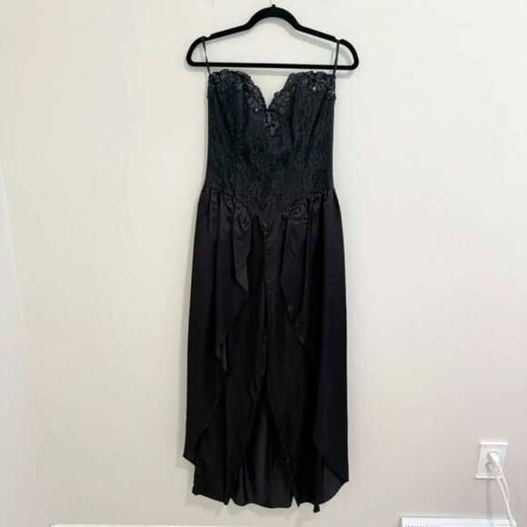 Jessica McClintock Gunne Sax Vintage Black Cape Jumpsuit - Picture 2 of 7